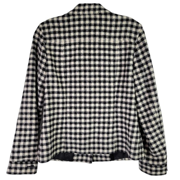 Talbots Blazer Jacket Womens 4 Wool Button Lined Black White Plaid Gingham - Picture 3 of 9